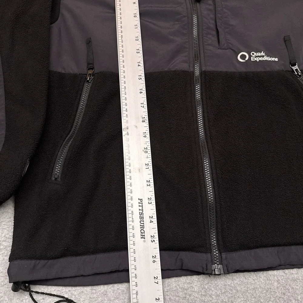 Quark Expeditions Fleece Jacket Mens Medium Black Full Zip Mock Neck Zip Pockets